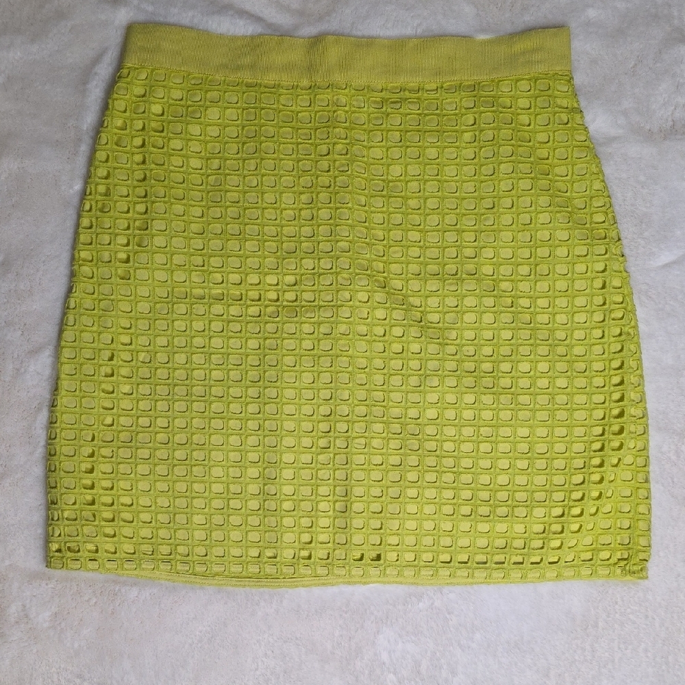 LOFT Bright Green Textured Mini Skirt
